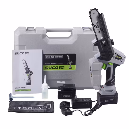 高品質 5 インチポータブル電動リチウム電池駆動チェーンソーミニポールソーコードレス電動チェーンソー木材切断用